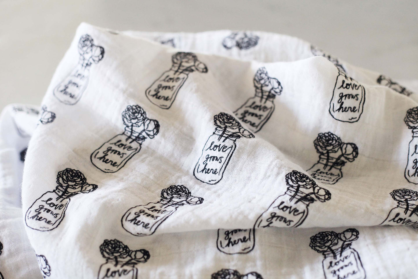 Love Grows Here Peonies Organic Swaddle | GOTS Certified Organic Cotton Muslin