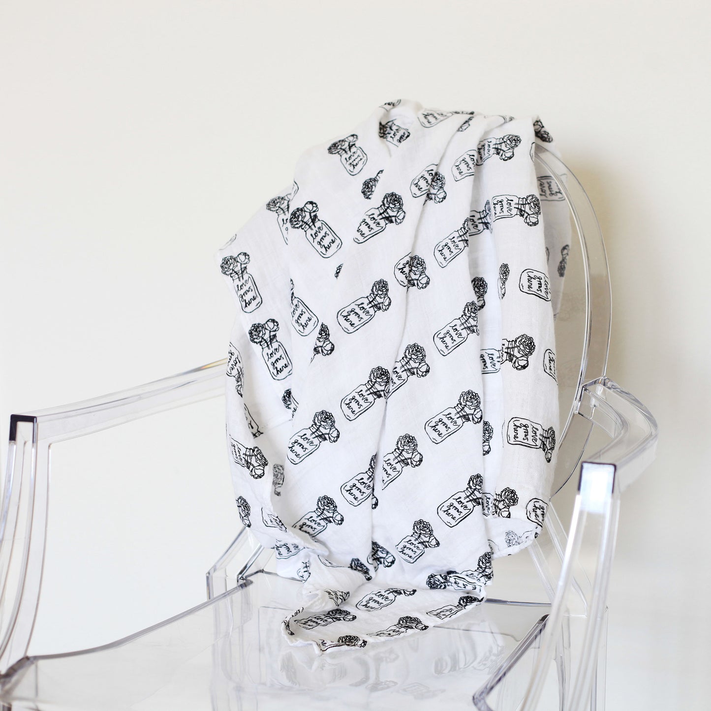 Love Grows Here Peonies Organic Swaddle | GOTS Certified Organic Cotton Muslin