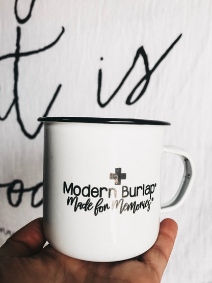 Made for Memories Enamel Mug | 14 oz | Black + White