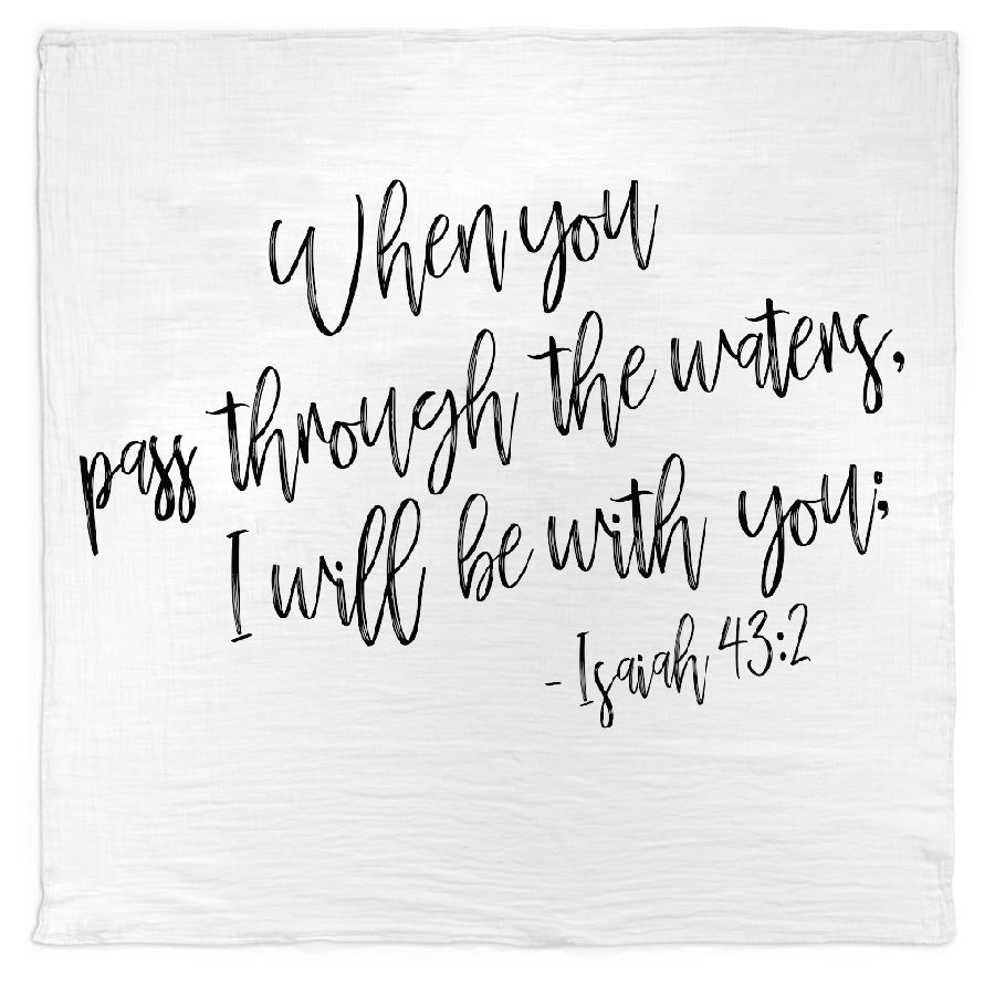 Isaiah 43:2 Scripture swaddle and wall art by Modern Burlap