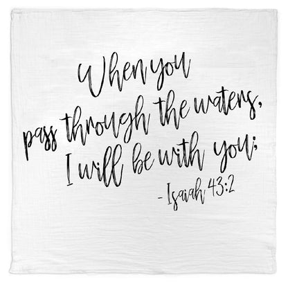Isaiah 43:2 Scripture swaddle and wall art by Modern Burlap