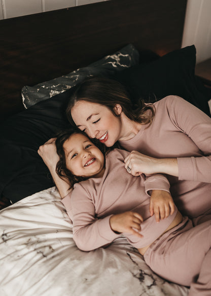Organic Thermal Baby + Kids Pajama Set | Mauve