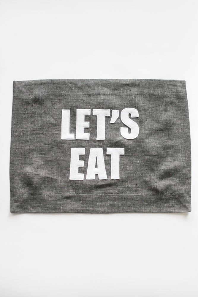 
                  
                    Load image into Gallery viewer, Graphite Linen Placemats -  several phrases to choose from
                  
                
