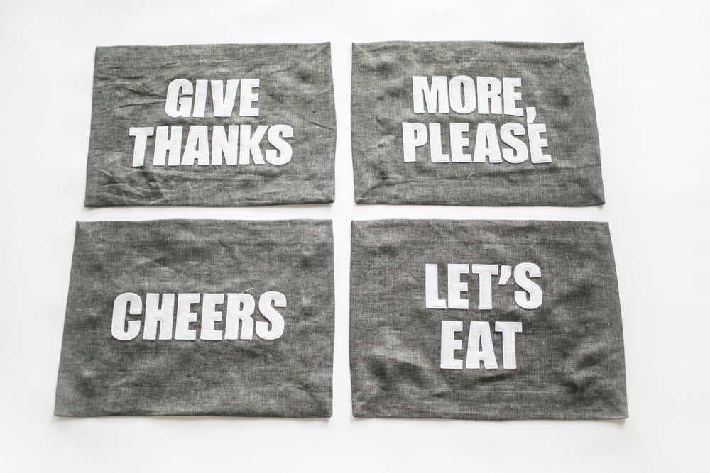 Graphite Linen Placemats -  several phrases to choose from