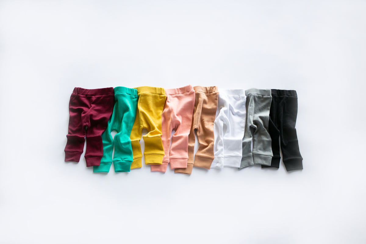 Organic Baby and Toddler Basic Pant | GOTS Certified Organic Cotton | Solid Colors
