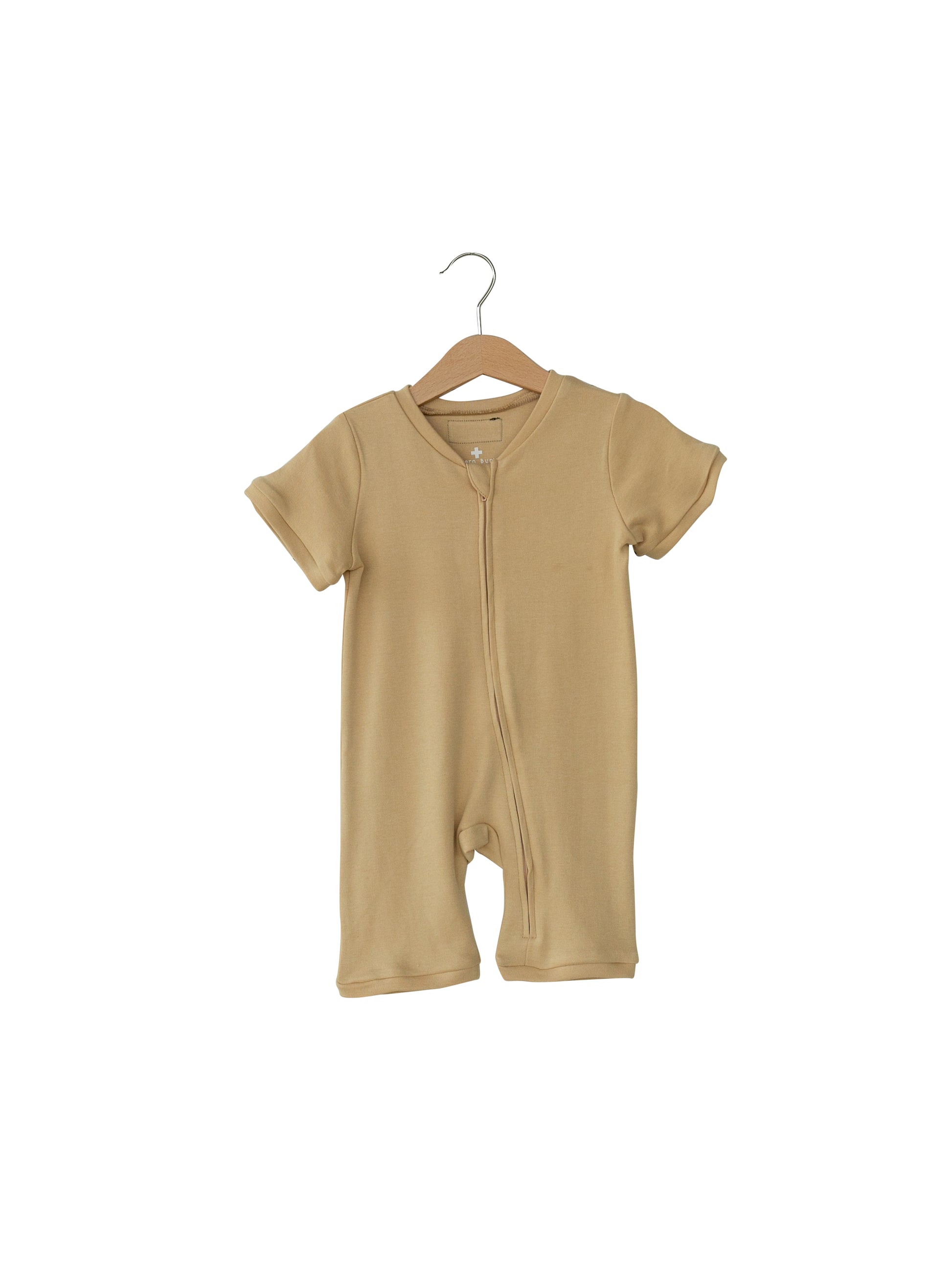Organic Short Sleeve Zip Romper | GOTS Certified Organic Cotton | Solid Colors