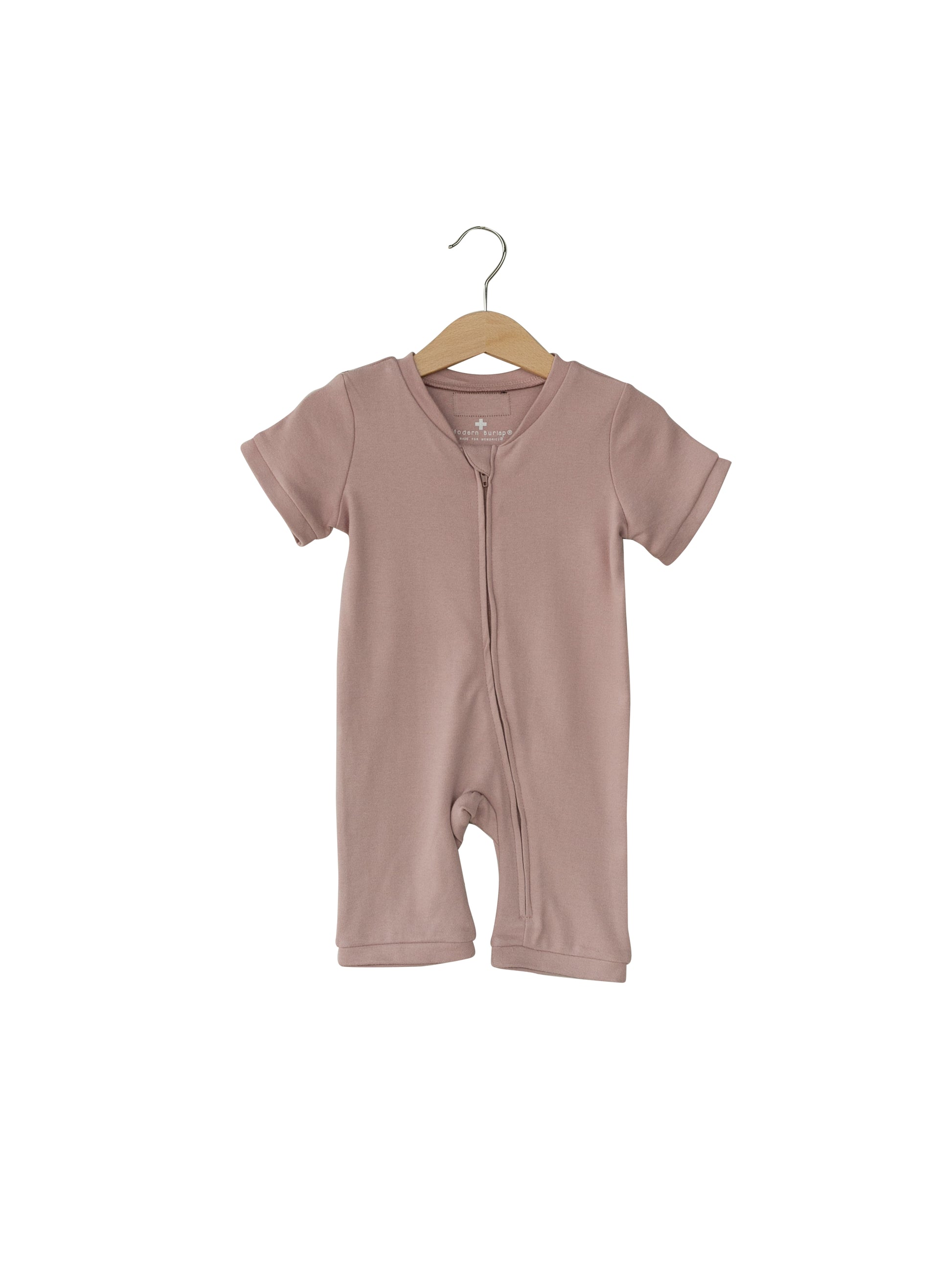 Organic Short Sleeve Zip Romper | GOTS Certified Organic Cotton | Solid Colors