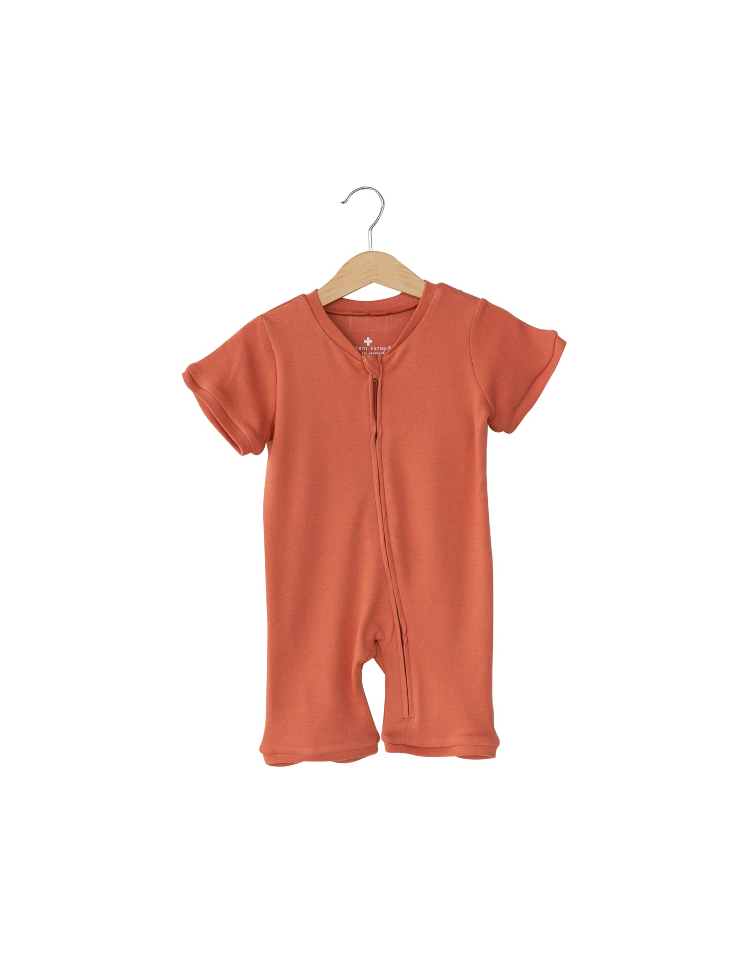 Organic Short Sleeve Zip Romper | GOTS Certified Organic Cotton | Solid Colors