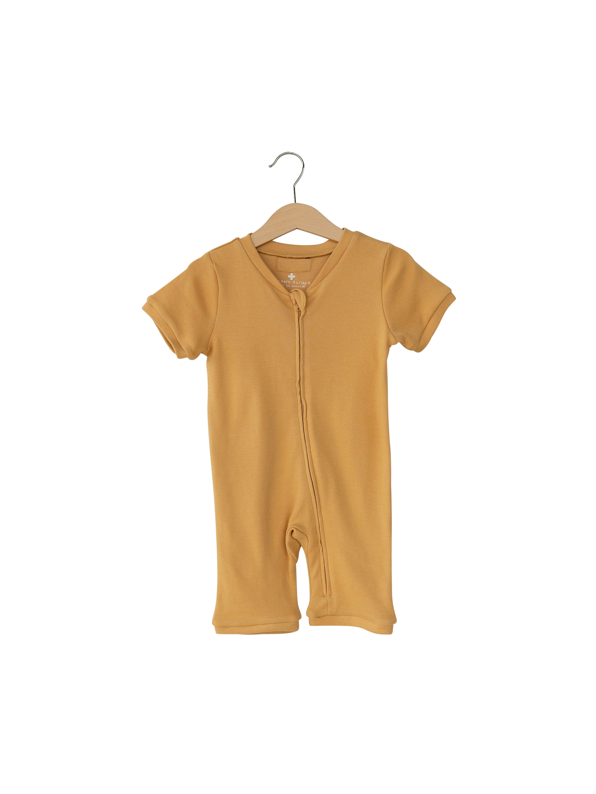 Organic Short Sleeve Zip Romper | GOTS Certified Organic Cotton | Solid Colors