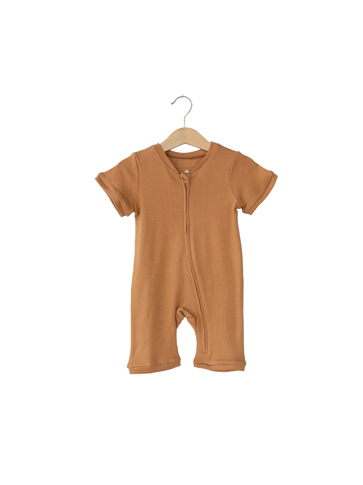 Organic Short Sleeve Zip Romper | GOTS Certified Organic Cotton | Solid Colors