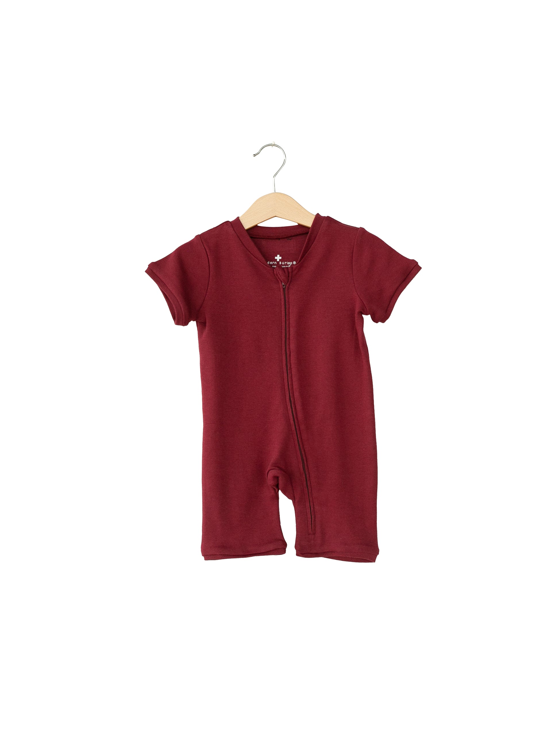 Organic Short Sleeve Zip Romper | GOTS Certified Organic Cotton | Solid Colors
