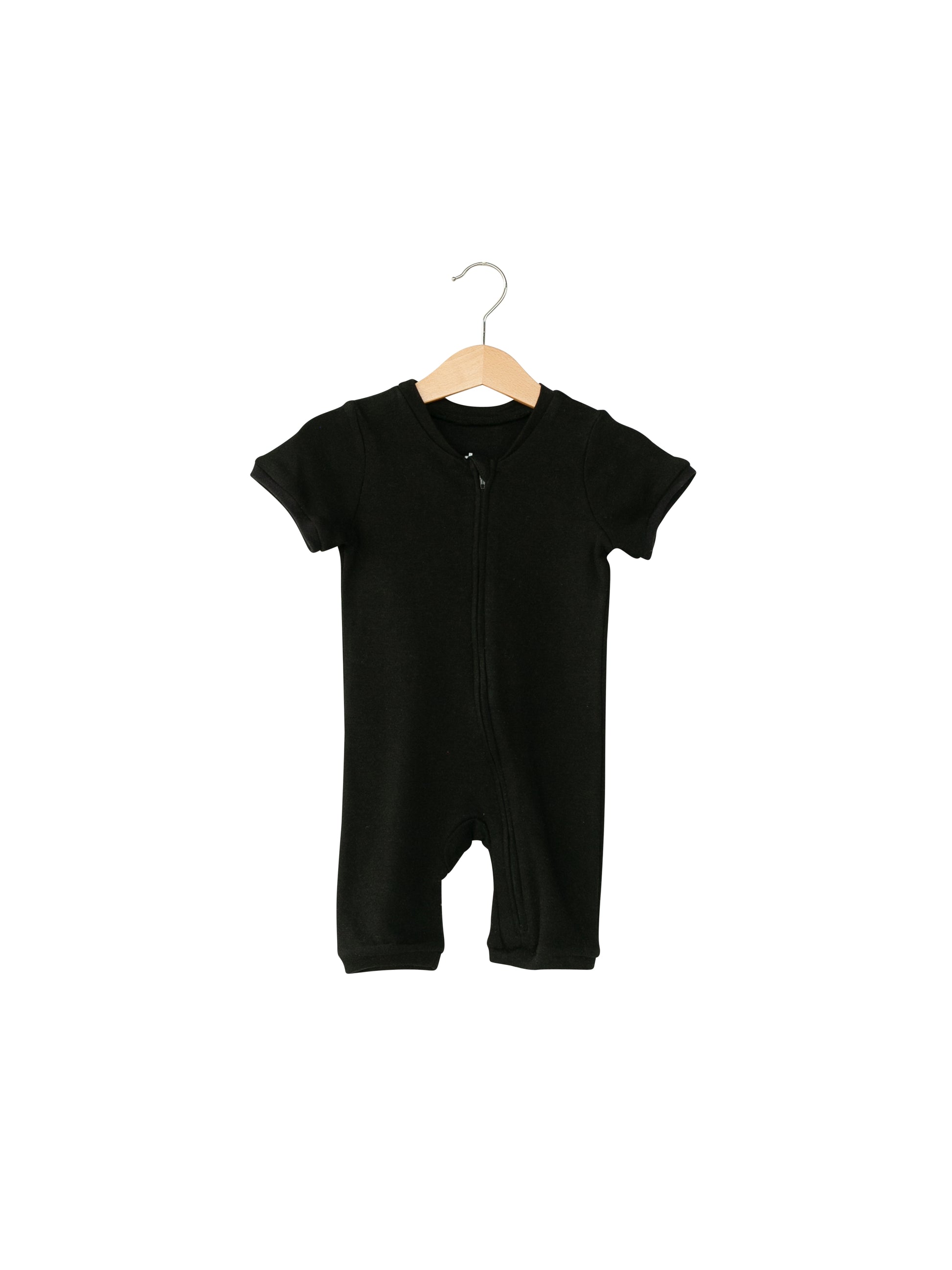 Organic Short Sleeve Zip Romper | GOTS Certified Organic Cotton | Solid Colors