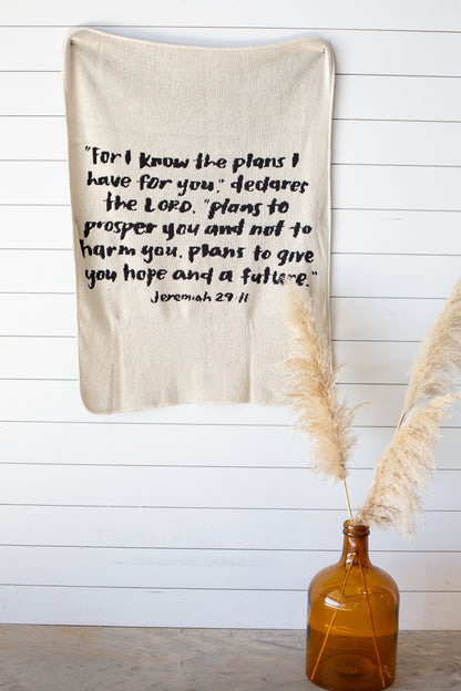 Jeremiah 29:11 Recycled Cotton Throw Blanket | Made in USA