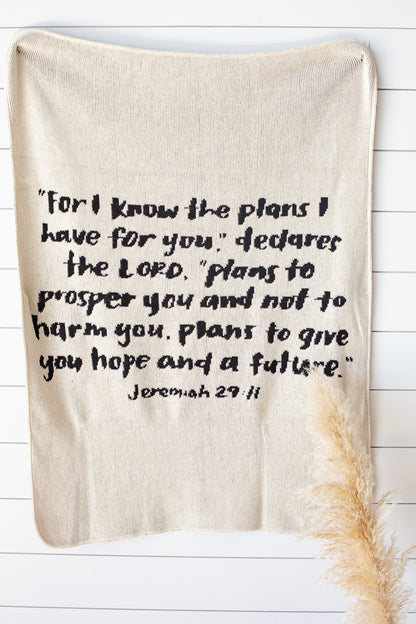 Jeremiah 29:11 Recycled Cotton Throw Blanket | Made in USA