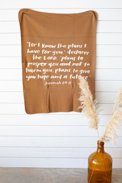 Jeremiah 29:11 Recycled Cotton Throw Blanket | Made in USA