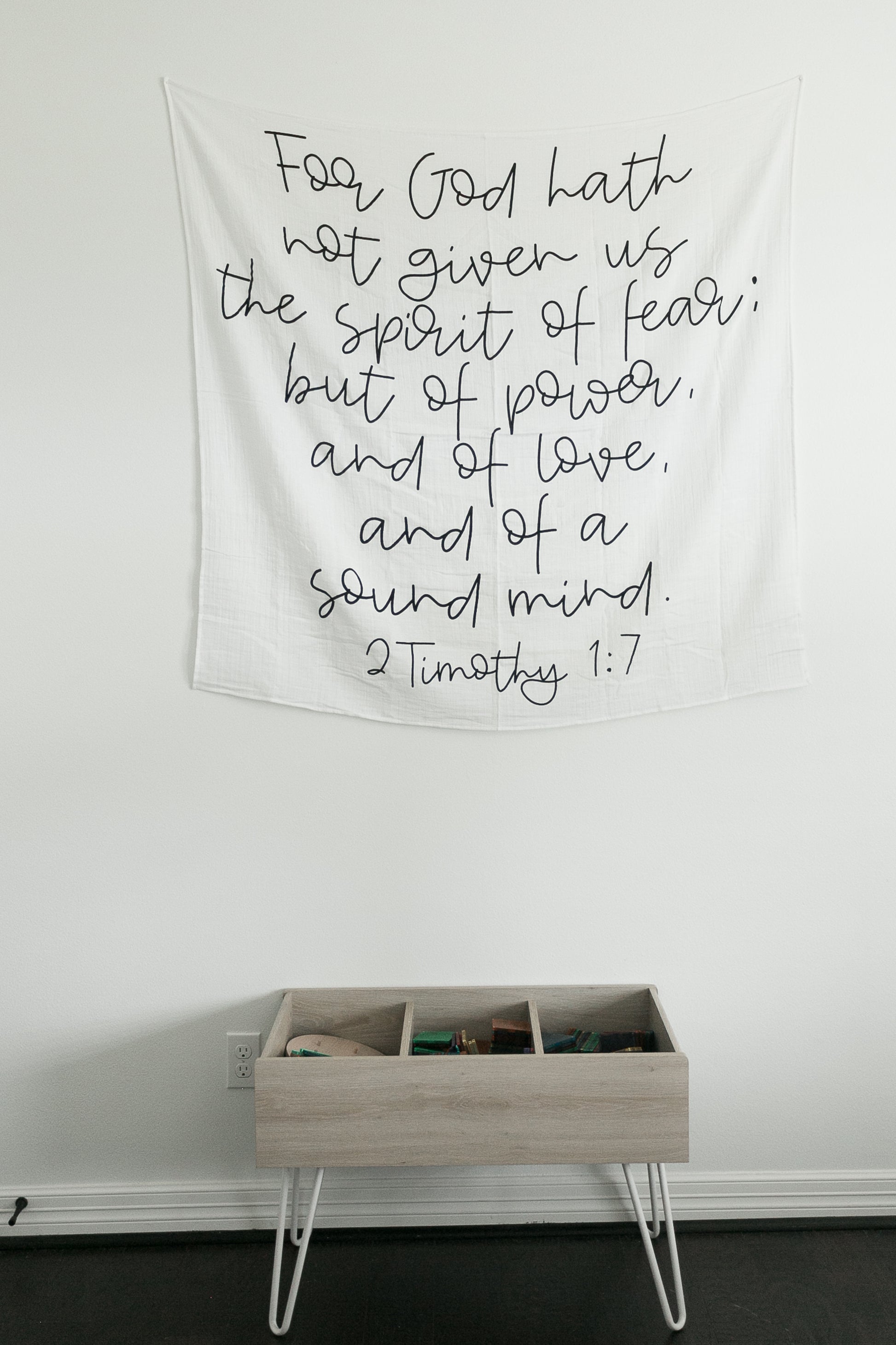 2 Timothy 1:7 organic cotton Scripture swaddle by Modern Burlap