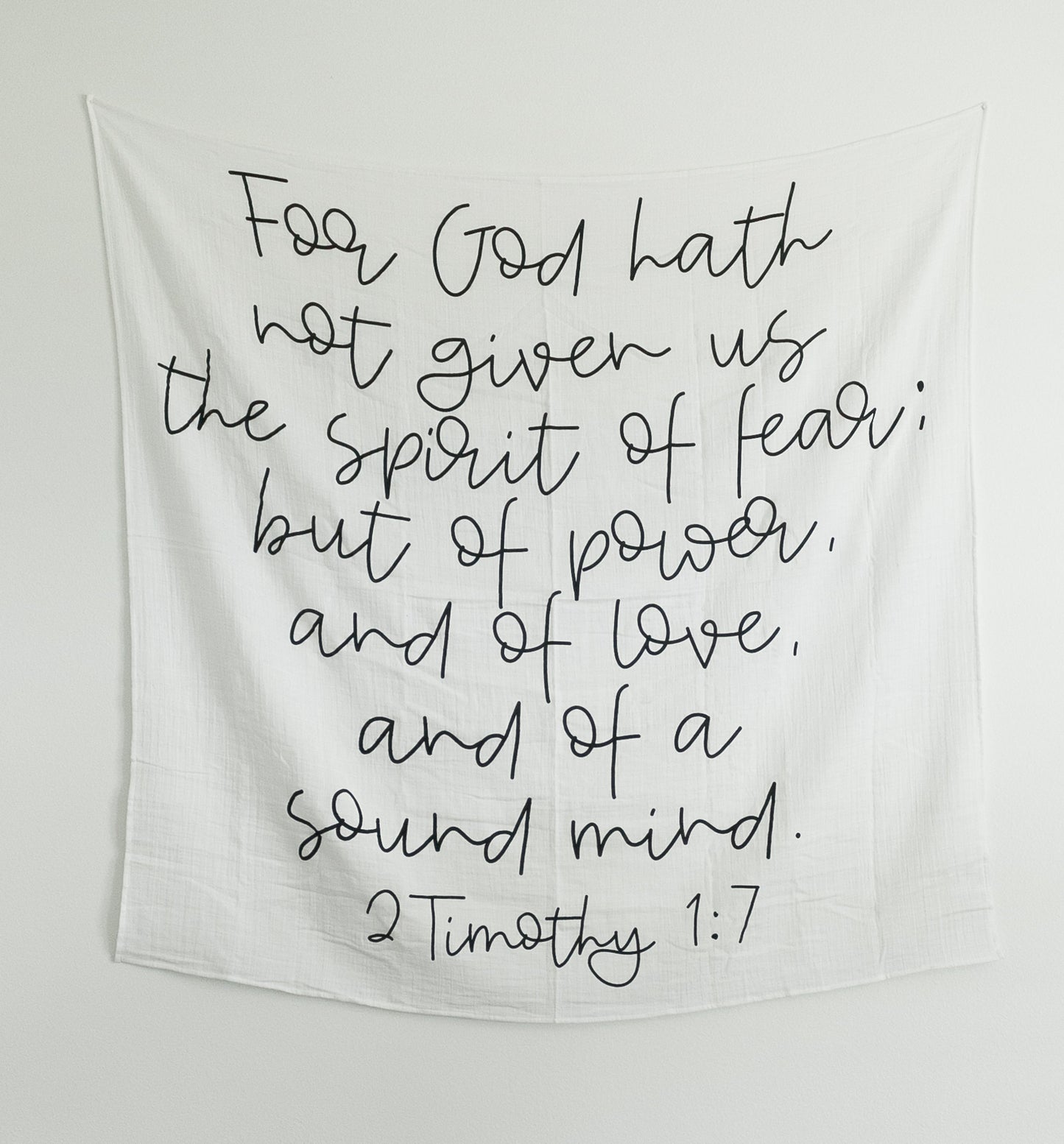 2 Timothy 1:7 Christian baby swaddle by Modern Burlap