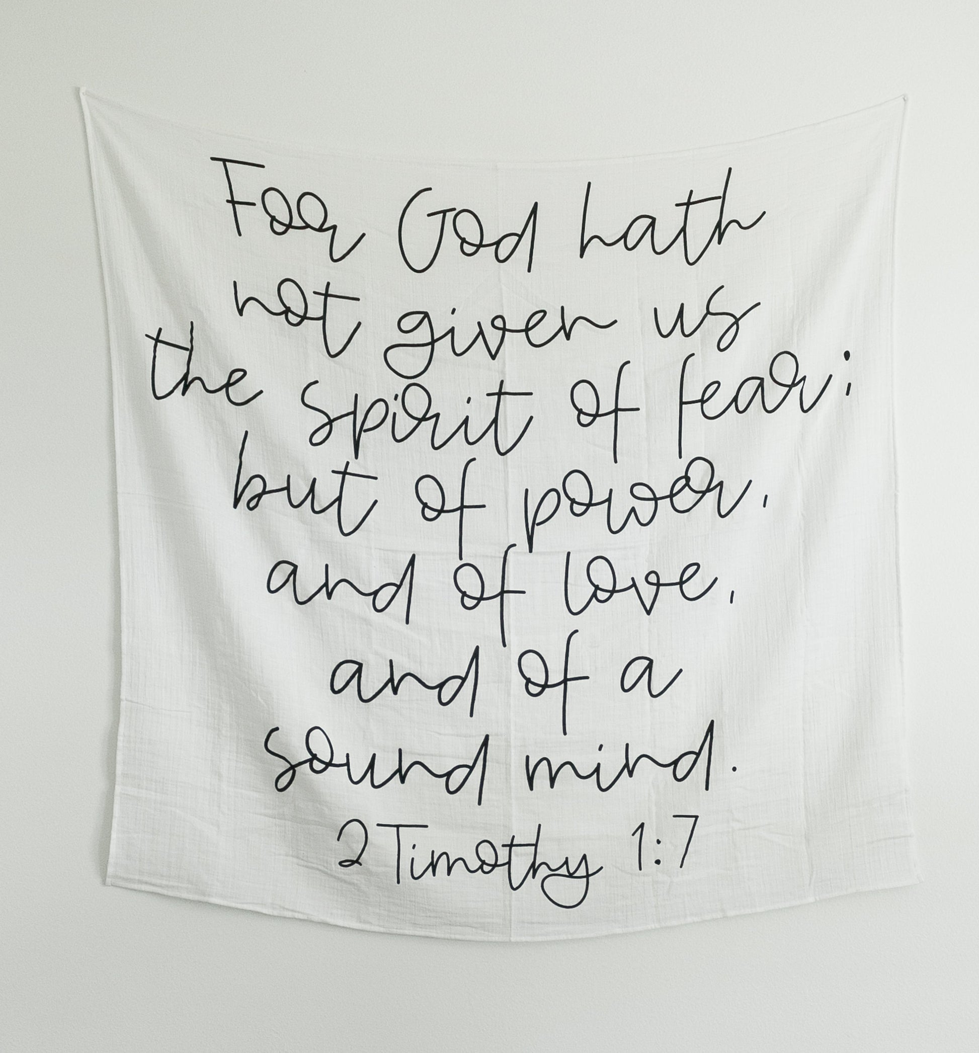2 Timothy 1:7 Christian baby swaddle by Modern Burlap