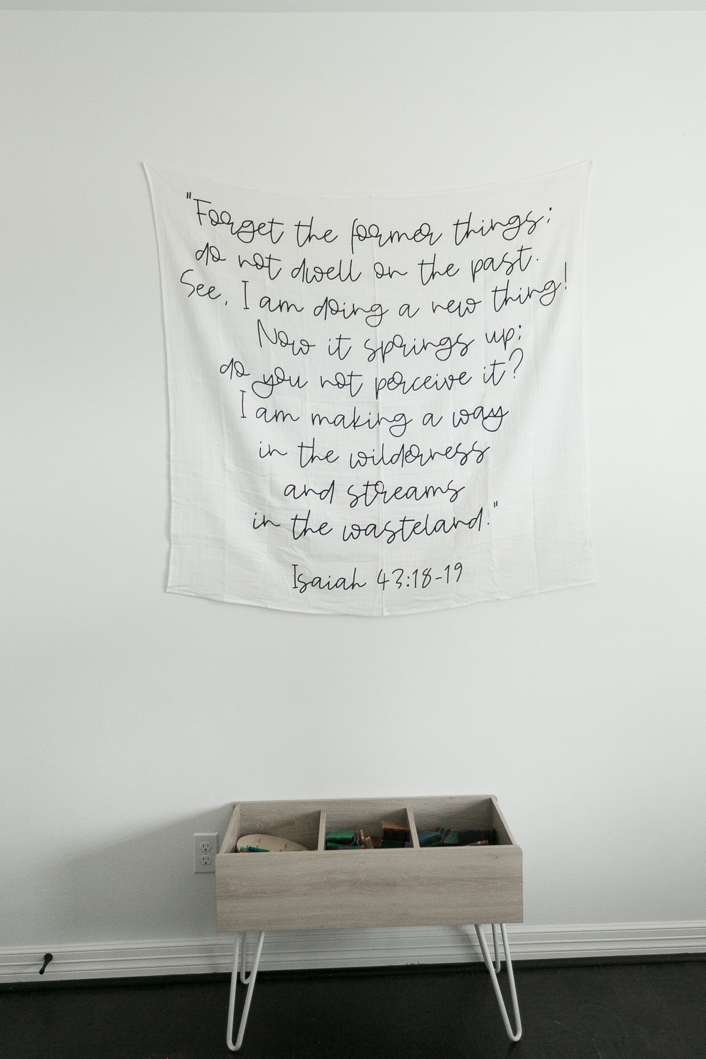 Isaiah 43:18 to 19 Scripture swaddle by Modern Burlap