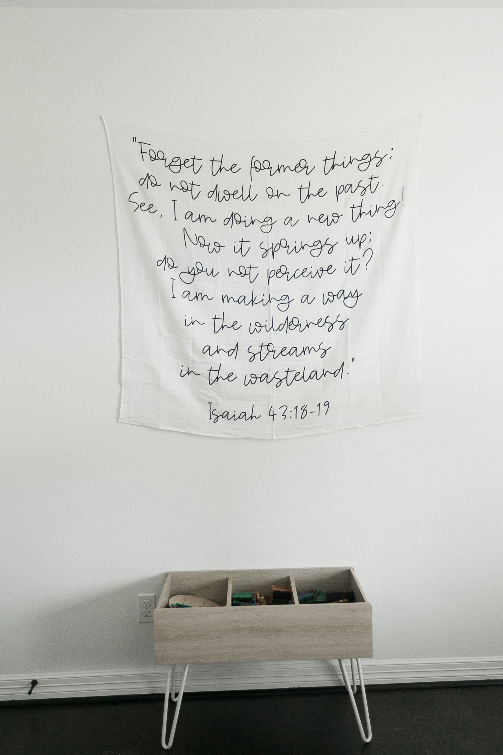 Isaiah 43:18 to 19 Scripture swaddle by Modern Burlap