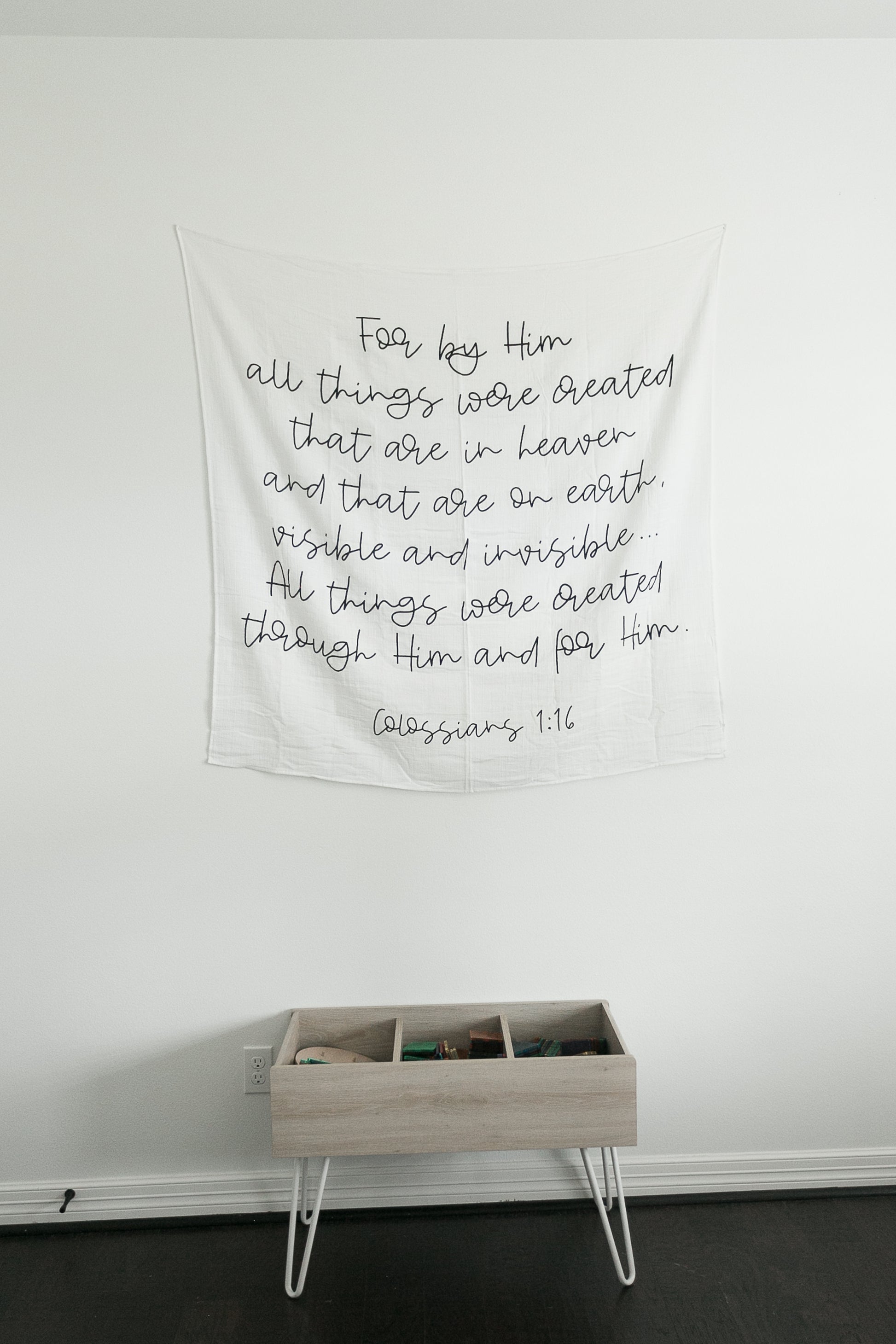 Colossians 1:16 GOTS organic cotton muslin swaddle by Modern Burlap