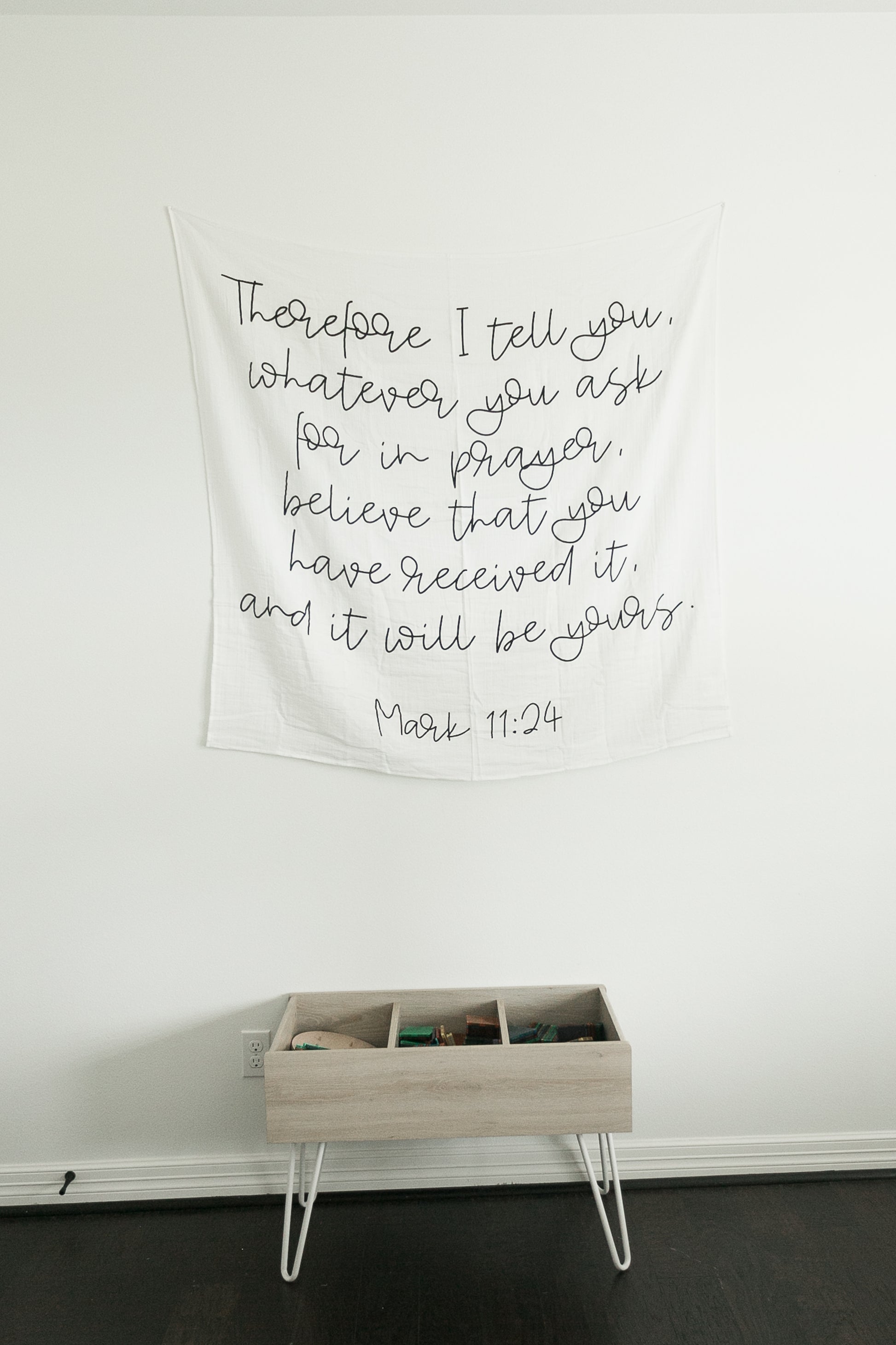 Mark 11:24 organic muslin Scripture swaddle by Modern Burlap