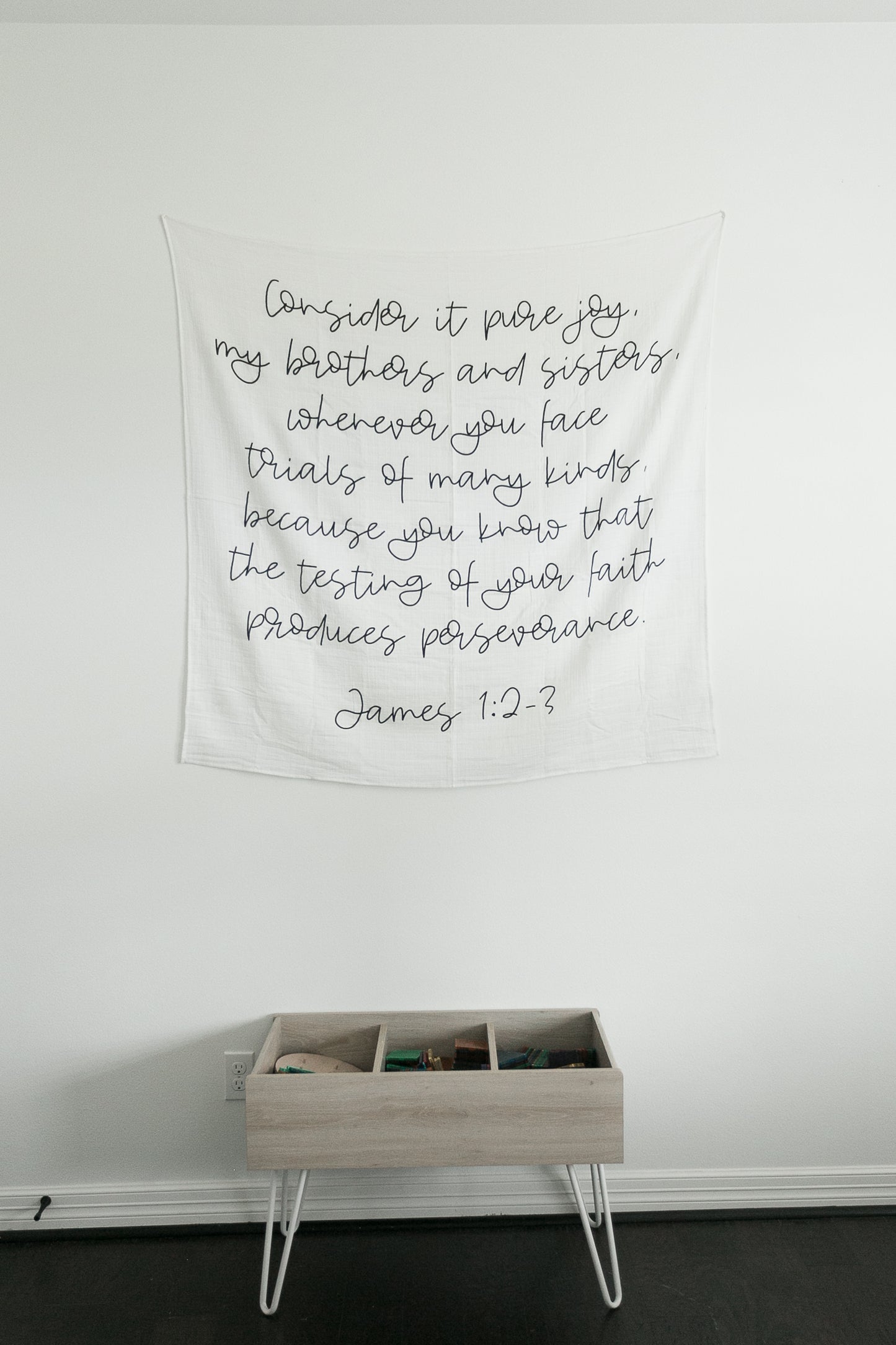 James 1:2-3 Scripture Swaddle + Wall Art | GOTS Certified Organic Cotton Muslin