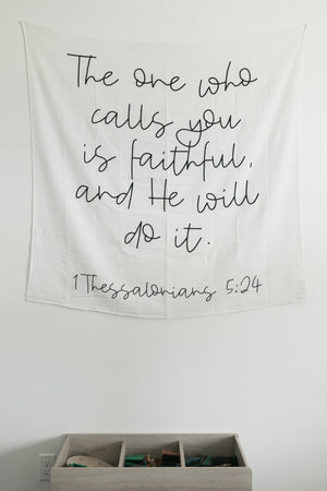 
                  
                    Load image into Gallery viewer, Organic Swaddle + Wall Art - 1 Thessalonians 5:24
                  
                