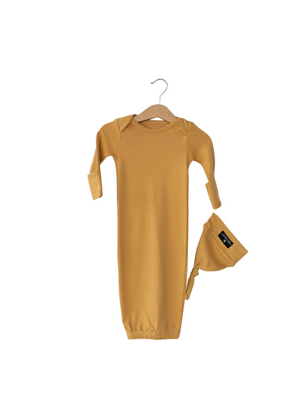 Organic Knot Hat + Gown Set | GOTS Certified Organic Cotton | Solid Colors