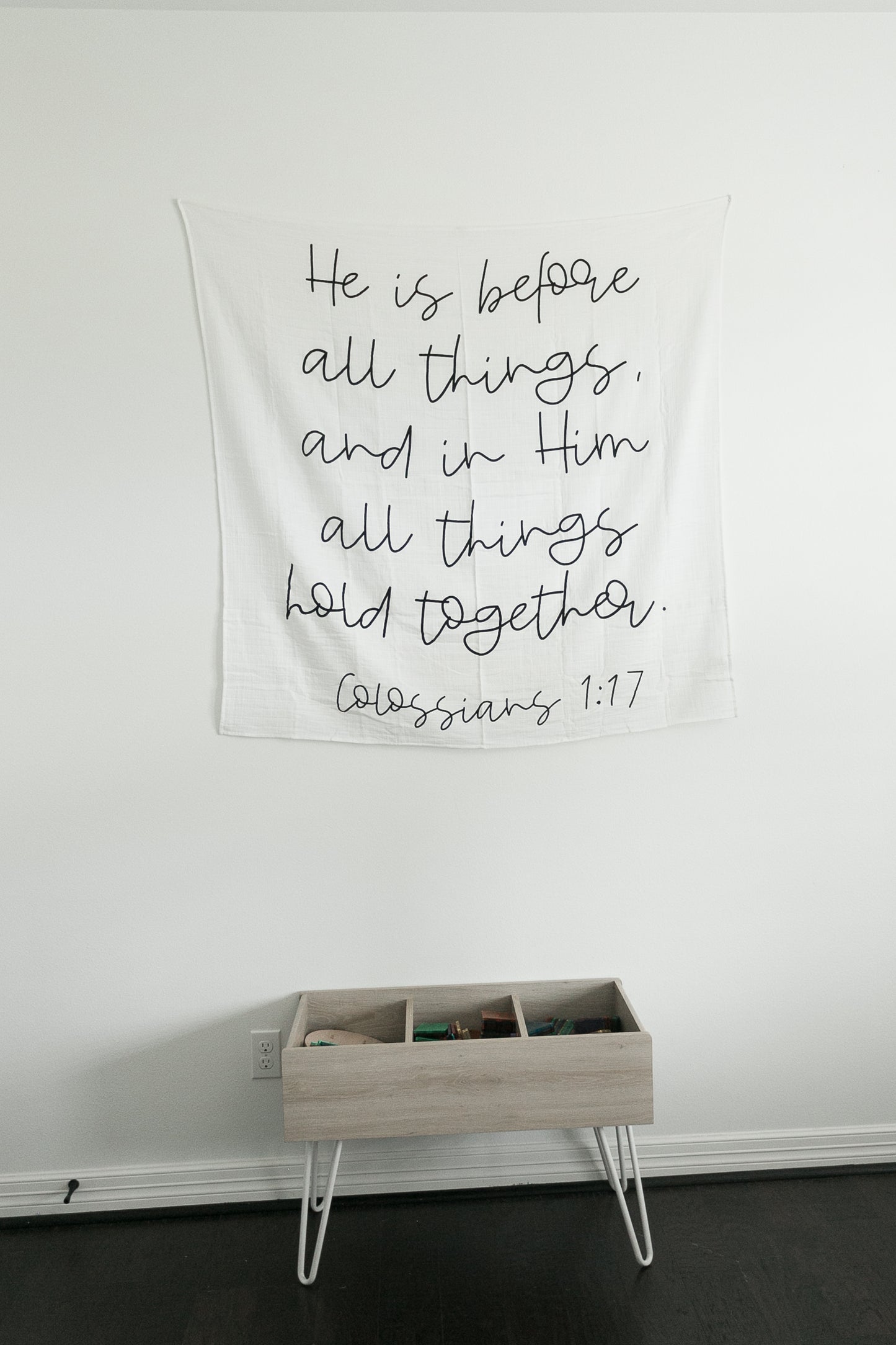 Colossians 1:17 Scripture Swaddle + Wall Art | GOTS Certified Organic Cotton Muslin
