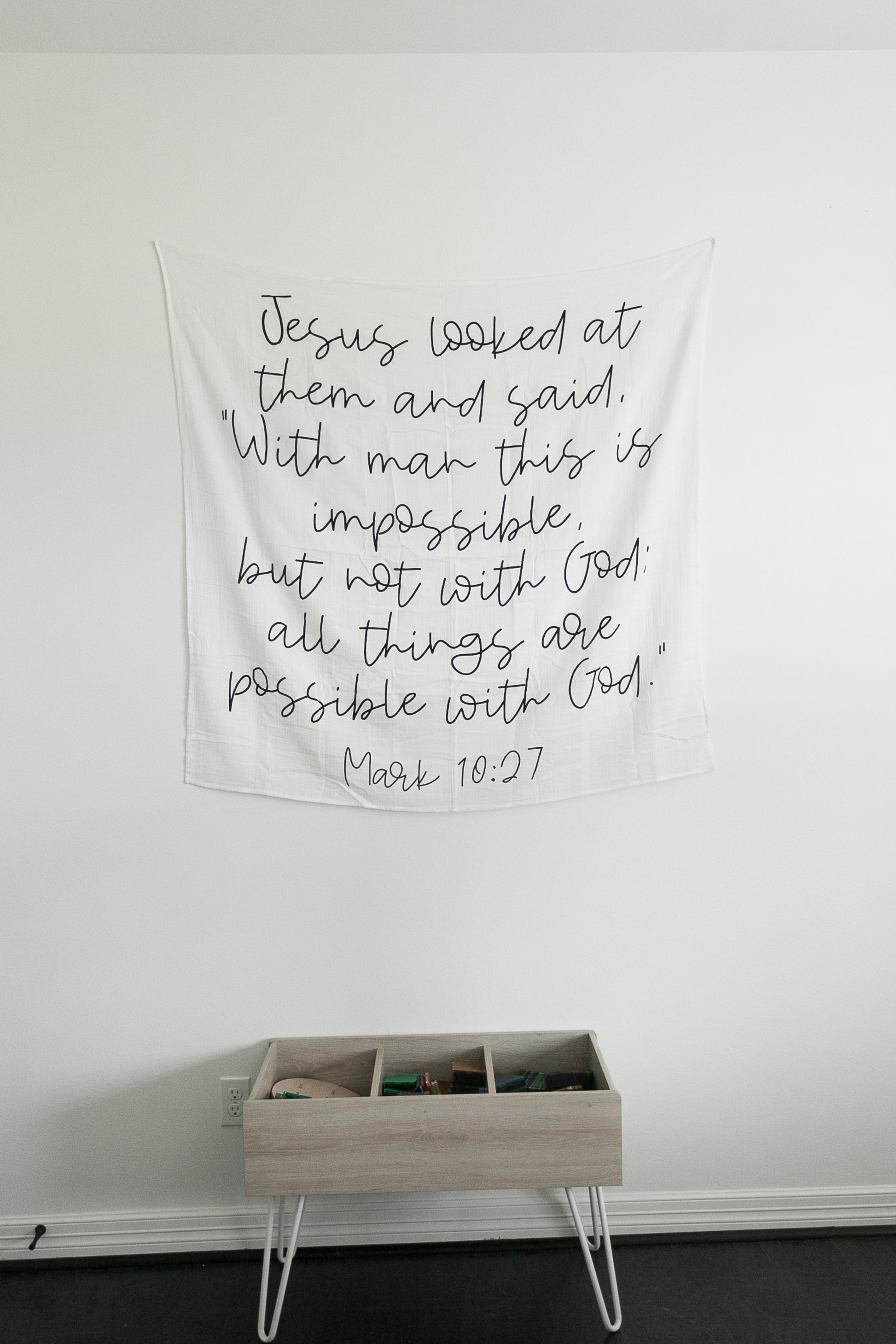 Mark 10:27 Christian baby swaddle by Modern Burlap