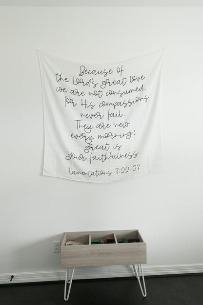 Lamentations 3:22-23 Scripture Blanket + Wall Art | New Every Morning