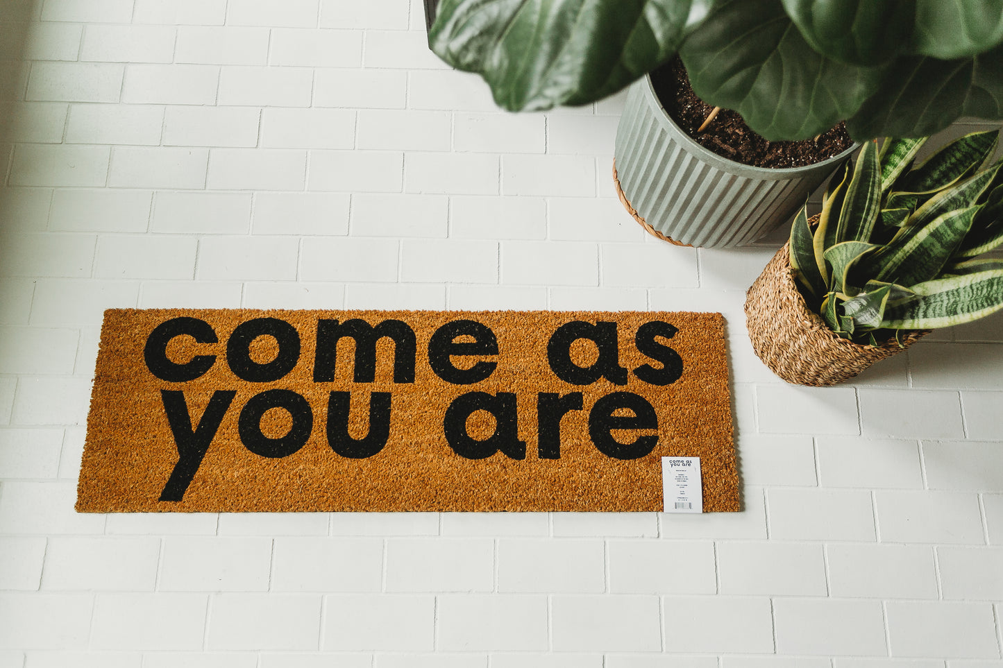 Come As You Are XL coconut coir doormat by Modern Burlap