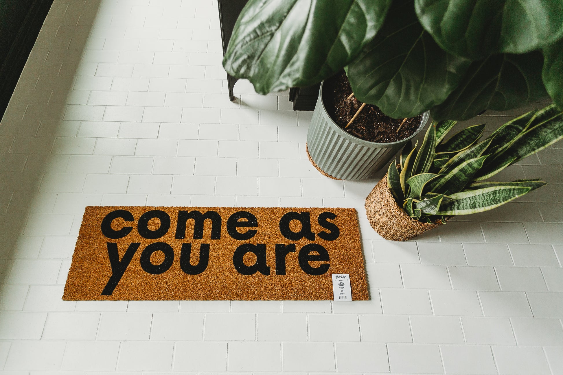 Come As You Are XL coconut coir doormat by Modern Burlap