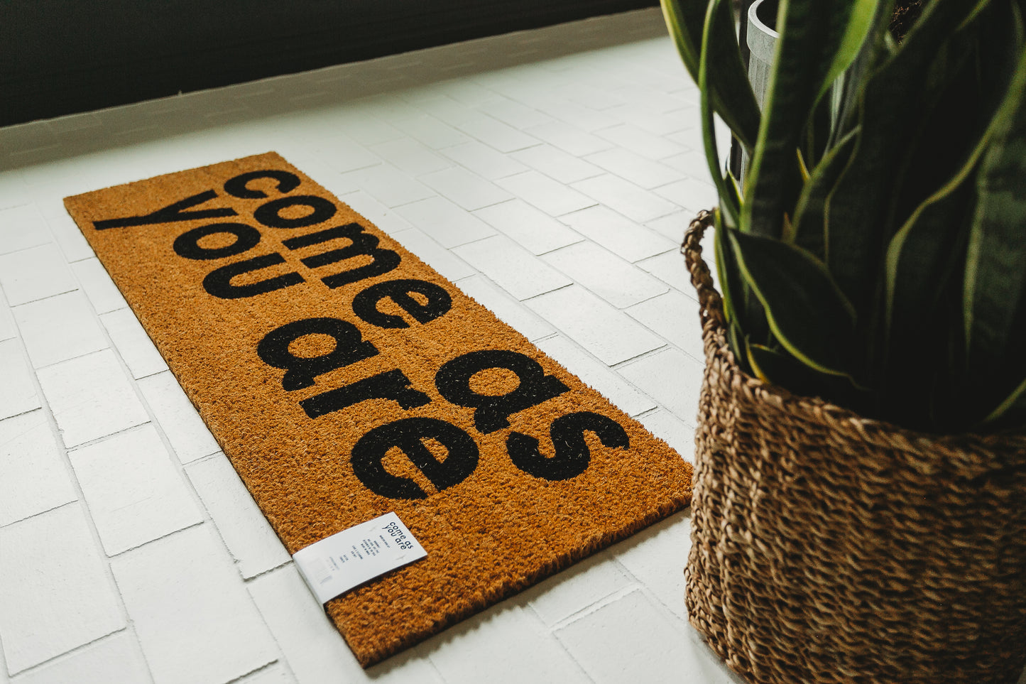 Come As You Are XL coconut coir doormat by Modern Burlap