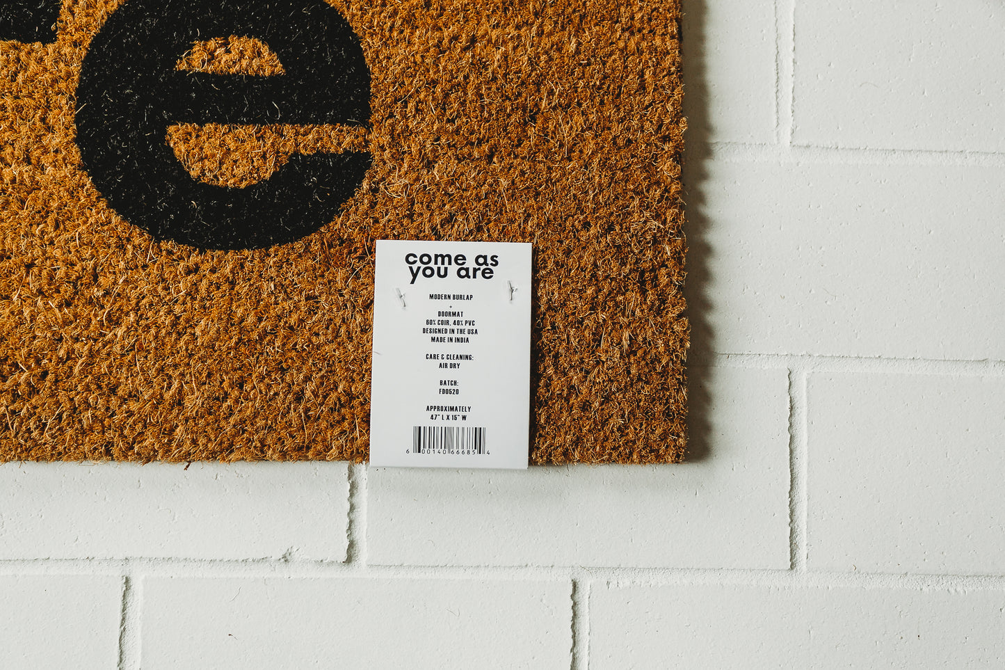 Come As You Are XL coconut coir doormat by Modern Burlap