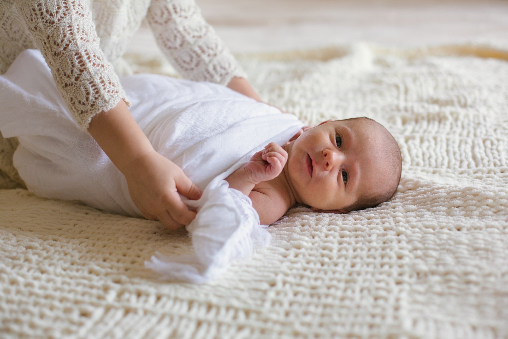 White Fringe Organic Swaddle | GOTS Certified Organic Cotton Muslin