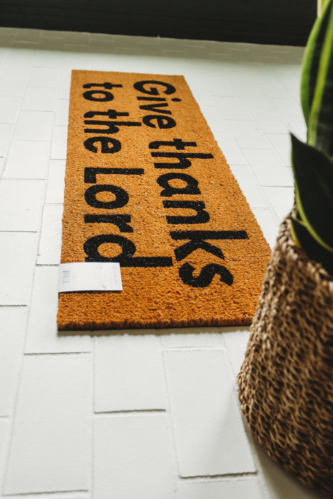 
                  
                    Load image into Gallery viewer, XL Scripture Doormat | Give thanks to the Lord
                  
                