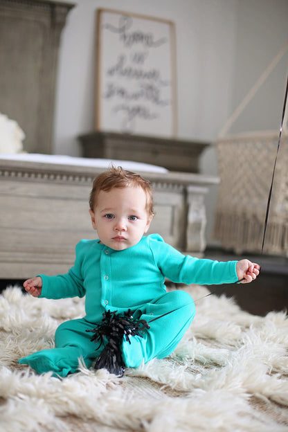 Organic Button Footie | GOTS Certified Organic Cotton | Solid Colors