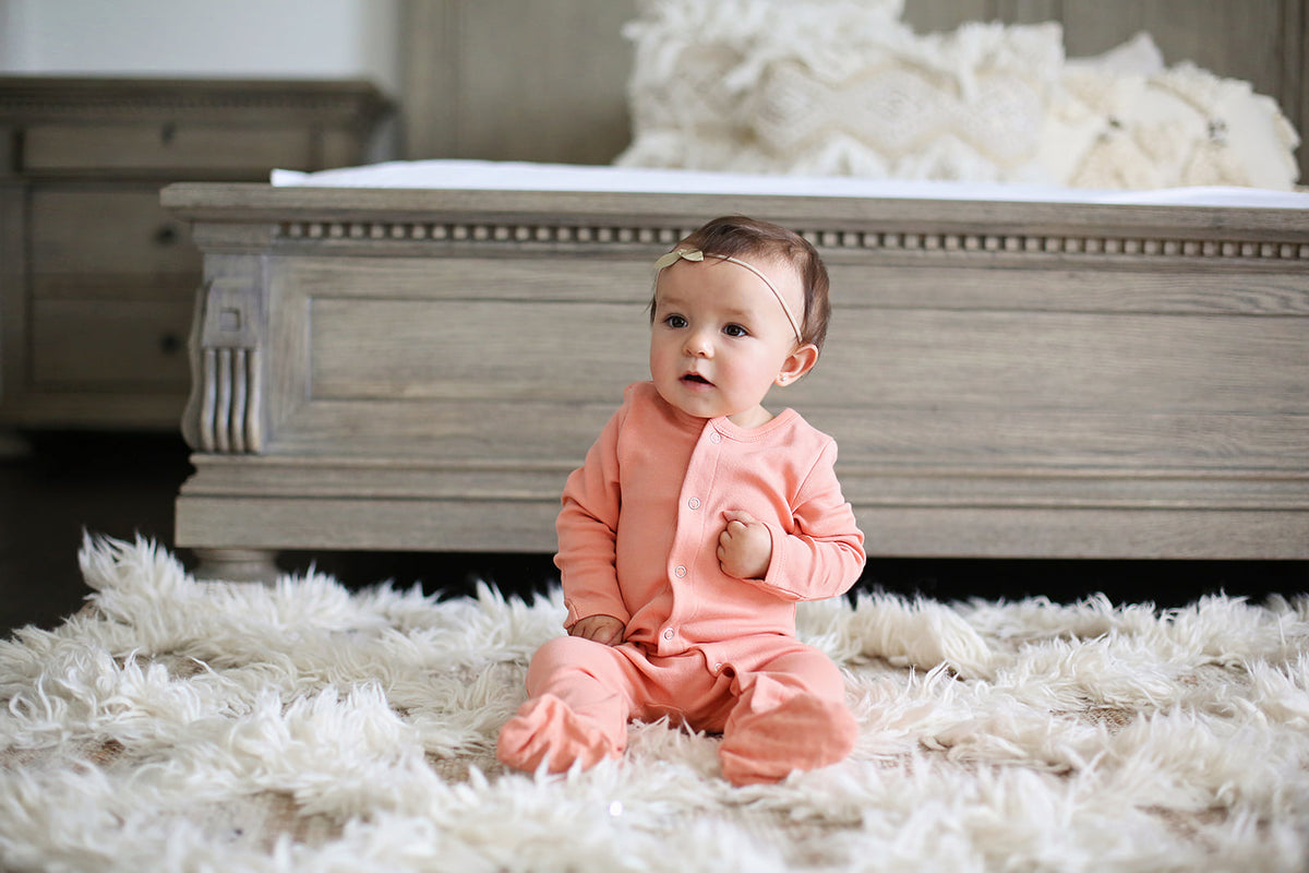 Organic Button Footie | GOTS Certified Organic Cotton | Solid Colors