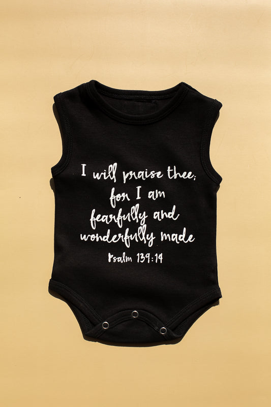 Psalm 139:14 GOTS certified organic cotton tank bodysuit by Modern Burlap