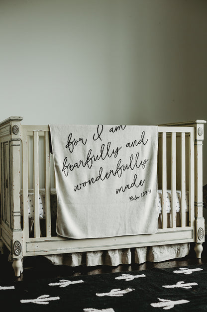 Fearfully and Wonderfully Made Recycled Cotton Throw | Made in USA