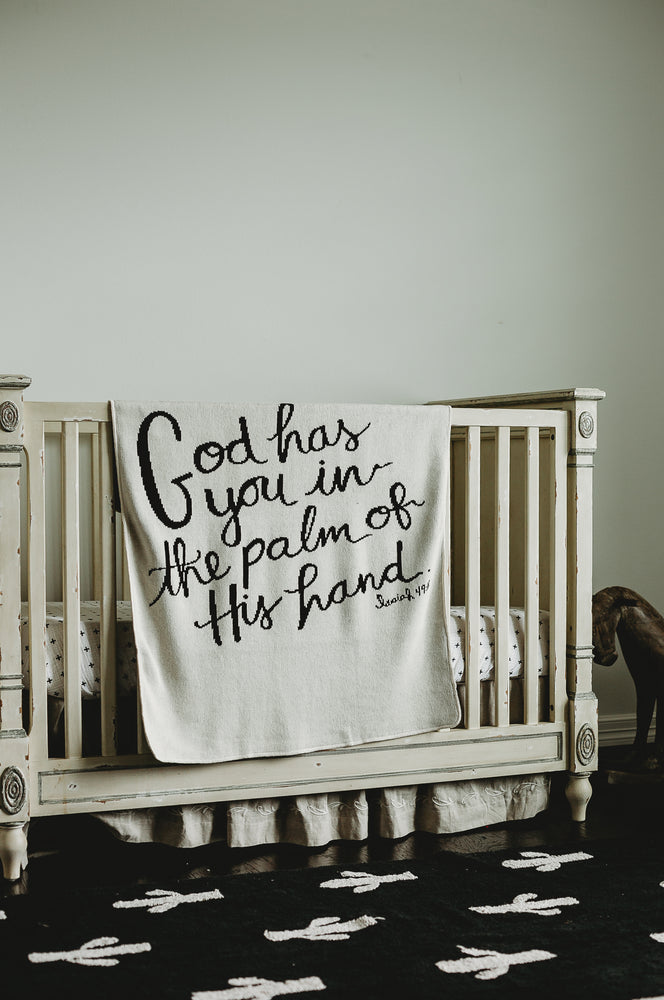 
                  
                    Load image into Gallery viewer, Made in the USA | Recycled Cotton Blend God Has You Throw Blanket
                  
                