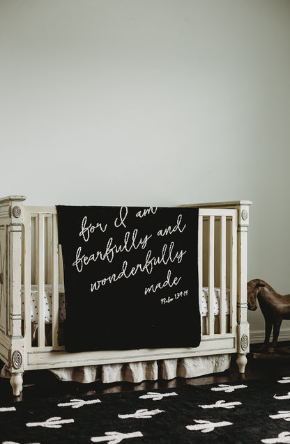 Fearfully and Wonderfully Made recycled cotton throw by Modern Burlap