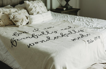 Fearfully and Wonderfully Made Recycled Cotton Throw | Made in USA