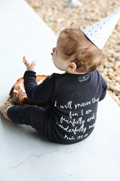 Psalm 139:14 Organic Button Coverall | GOTS Certified Organic Cotton
