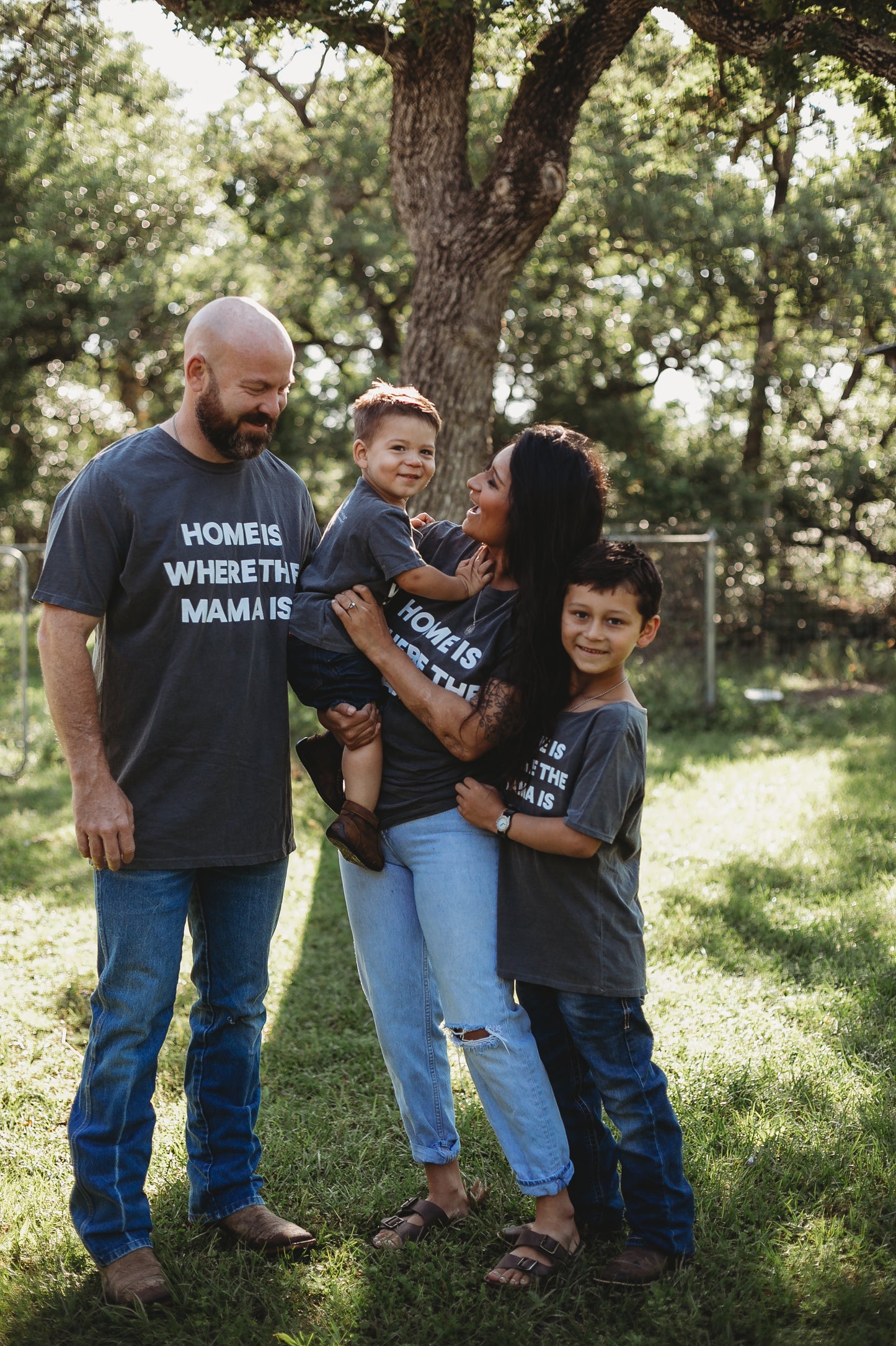 Home is where the mama is Unisex Crewneck Tee -  Charcoal