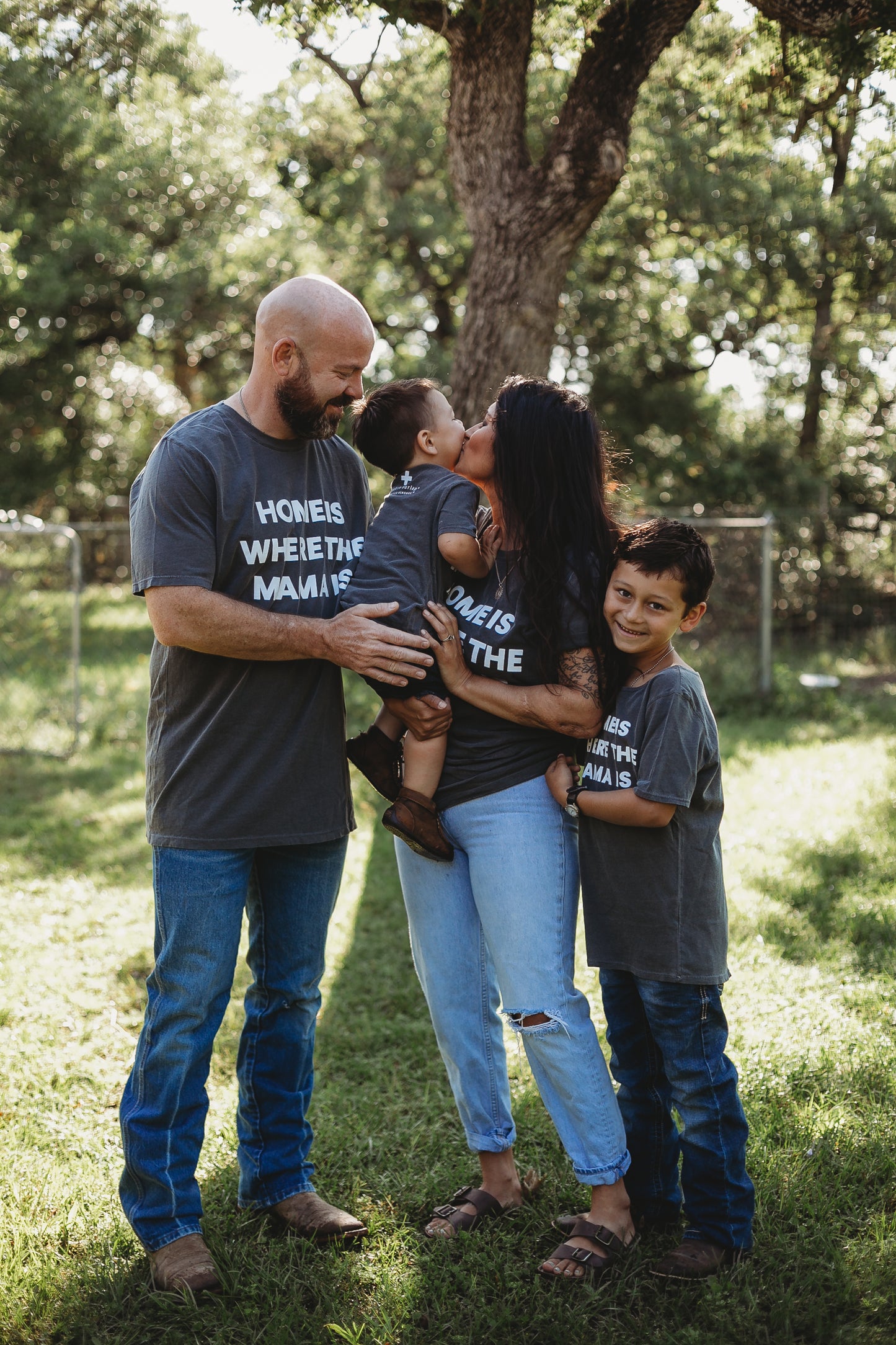 Home is where the mama is Unisex Crewneck Tee -  Charcoal