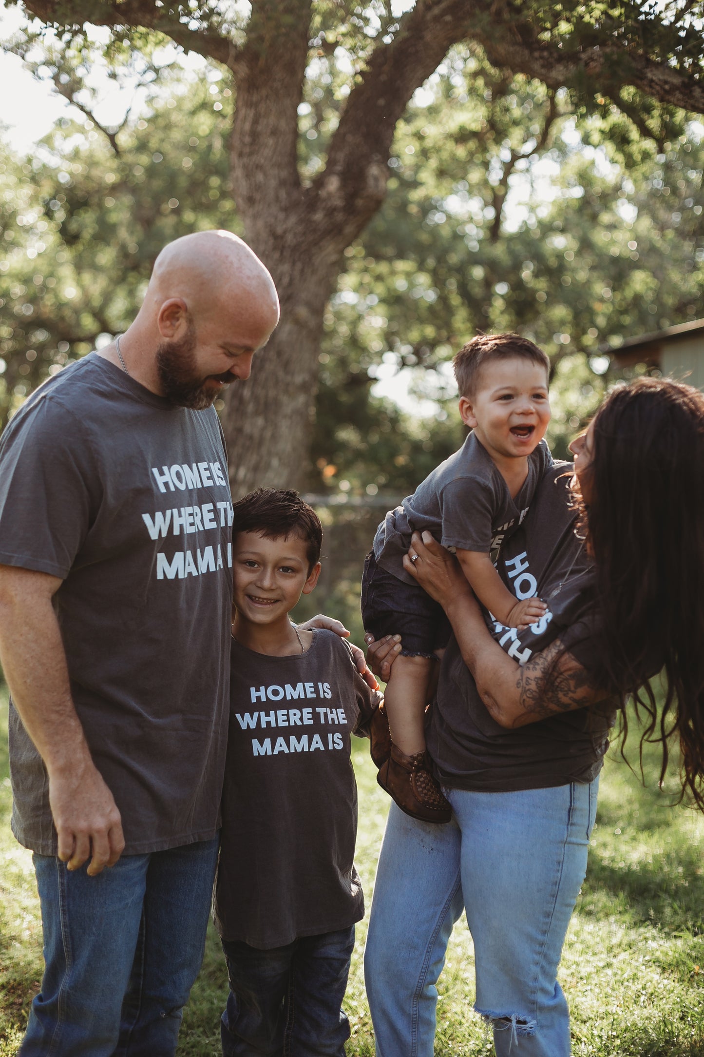 Home is where the mama is Unisex Crewneck Tee -  Charcoal