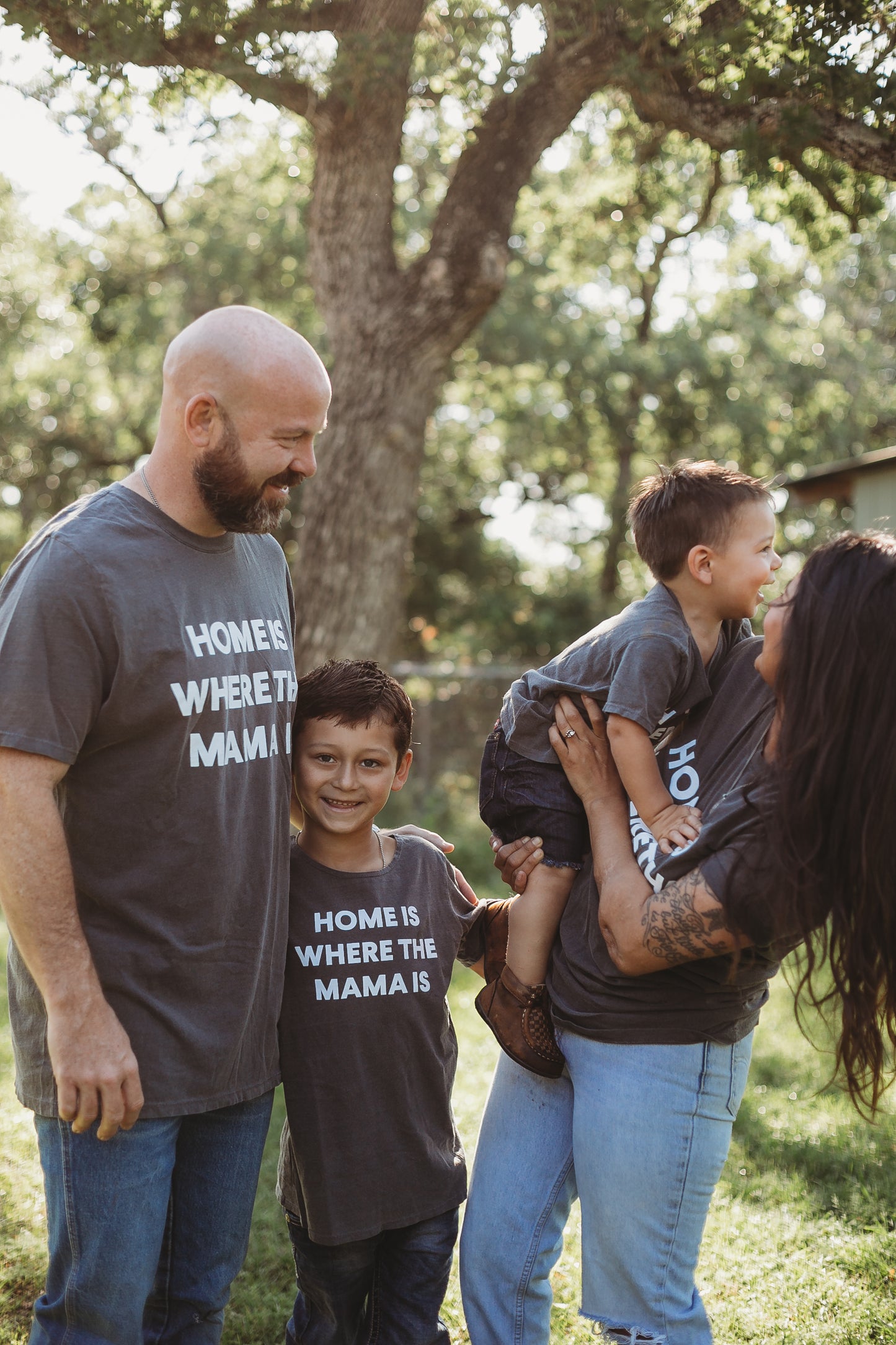 Home is where the mama is Unisex Crewneck Tee -  Charcoal